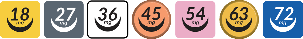RELEXXII methylphenidate dosing options for ADHD medication titration in 9 mg increments: 18, 27, 36, 45, 54, 63 and 72 mg